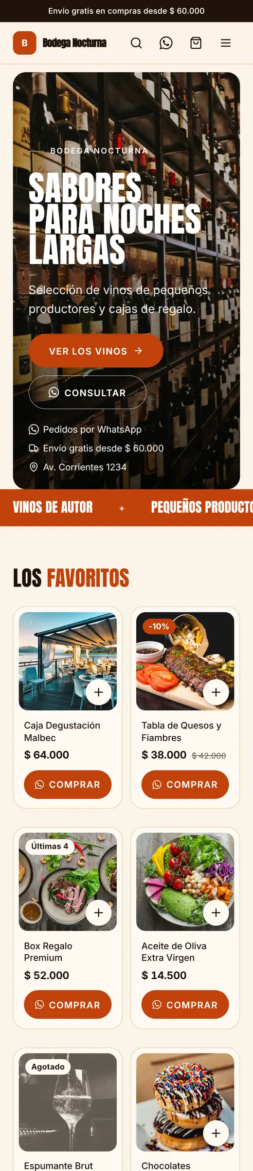 Tienda online con la plantilla Brasa de Weblut